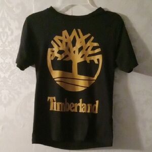 Timberland Gold Logo Black Tee Short Sleeve